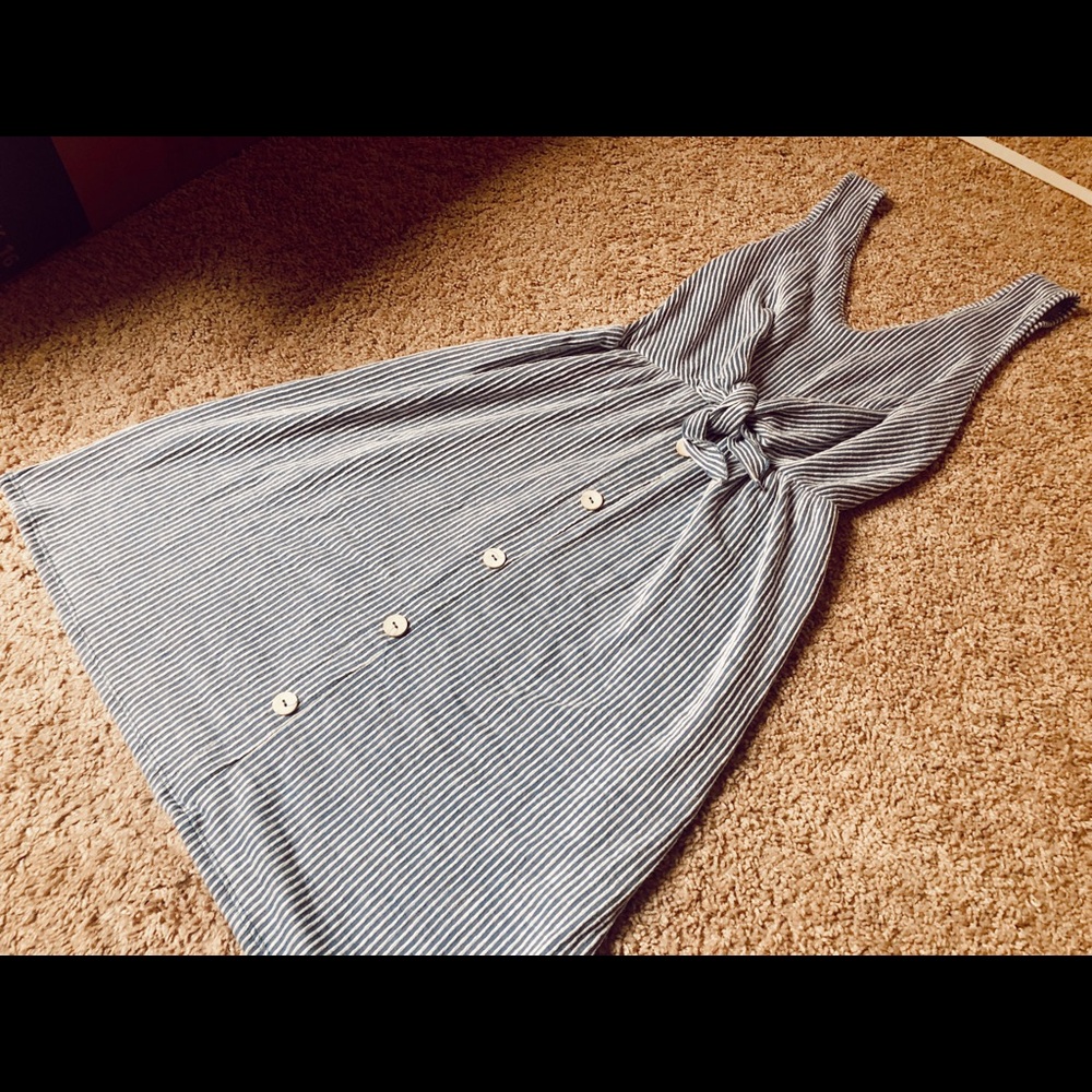 BRAND NEW Blue and white striped ribbed dress